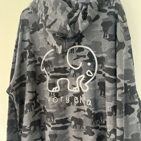 IVORY ELLA Limited Edition Women’s Grayscale Camo Elephant Print Hoodie- Medium - Picture 11 of 11